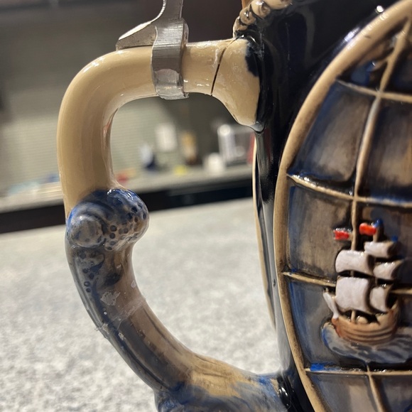 World map globe German stein tankard - Picture 6 of 7